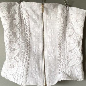White Lace Corset/Bustier with Gold Zip